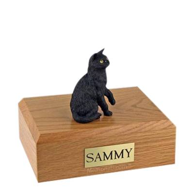 Black Sitting Large Cat Cremation Urn