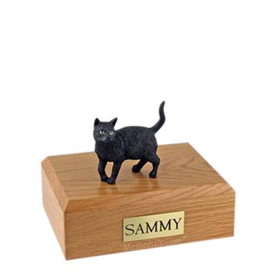 Black Standing Small Cat Cremation Urn