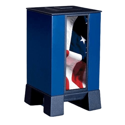 Blue & Flag Modern Cremation Urn