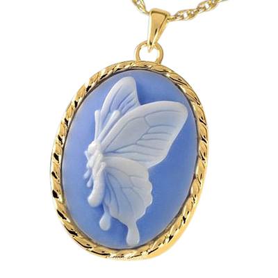 Blue Butterfly Cremation Pendant IV