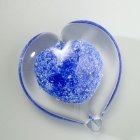 Blue Heart Glass Cremation Keepsake
