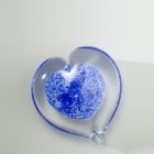 Blue Heart Small Glass Cremation Keepsake