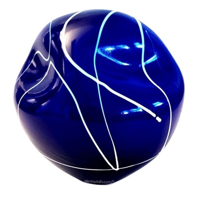 Blue Organic Glass Cremation Urn