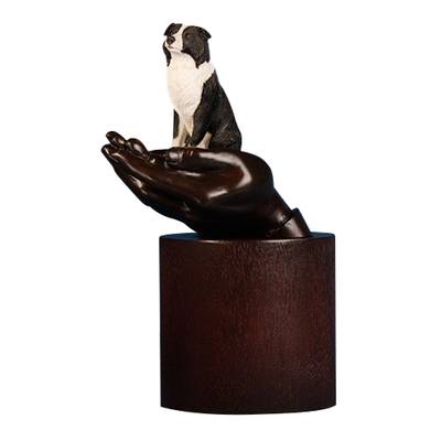 Border Collie Hands Dog Cremation Urn