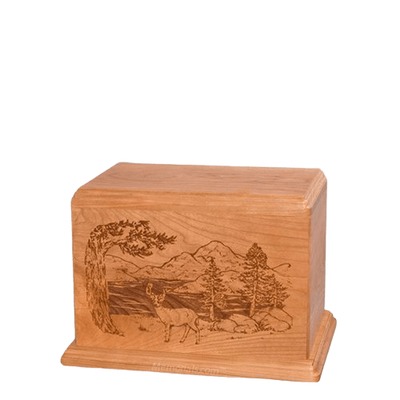 Buck Small Cherry Wood Urn