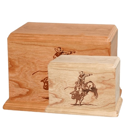 Bull Rider Wood Urns