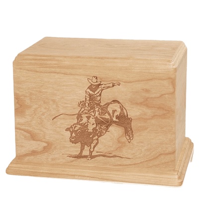 Bull Rider Companion Maple Wood Urn