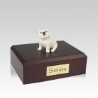 Bulldog White Sitting Medium Dog Urn