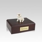 Bulldog White Sitting Small Dog Urn