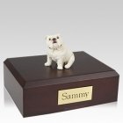 Bulldog White Sitting Dog Urns