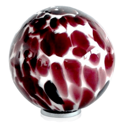 Burgundy Sphere Glass Cremation Urn