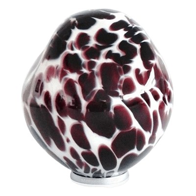 Burgundy Waves Glass Cremation Urn