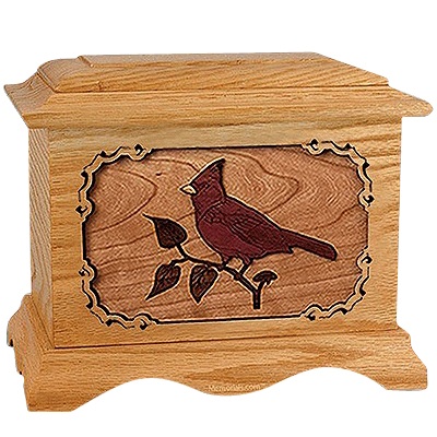 Cardinal Oak Cremation Urn For Two