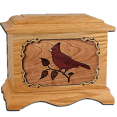 Cardinal Oak Cremation Urn For Two