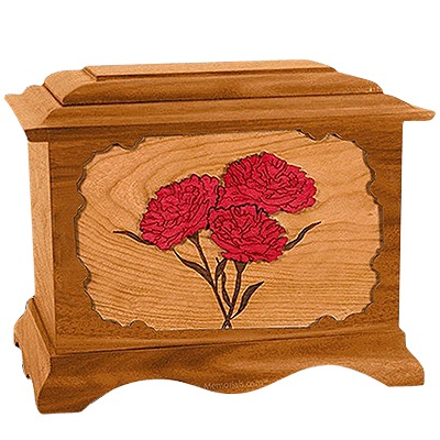Carnation Mahogany Cremation Urn for Two