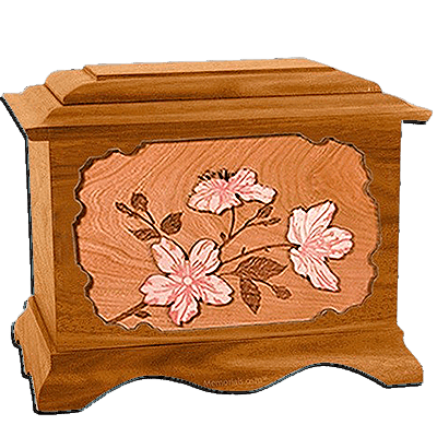 Cherry Blossom Mahogany Cremation Urn for Two