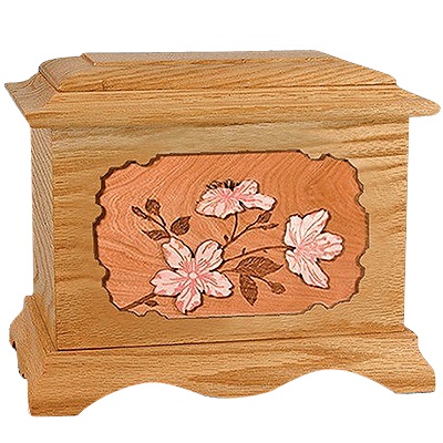 Cherry Blossom Oak Cremation Urn for Two