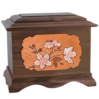 Cherry Blossom Walnut Cremation Urn For Two