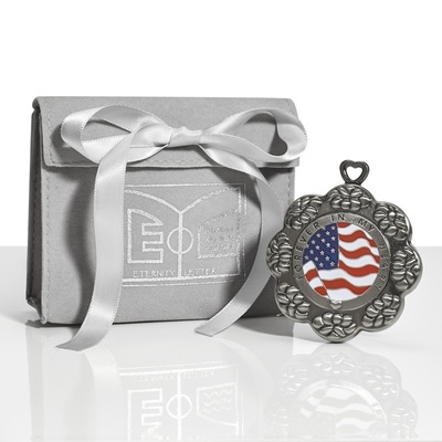 Flag Silver Cremation Note Keepsake