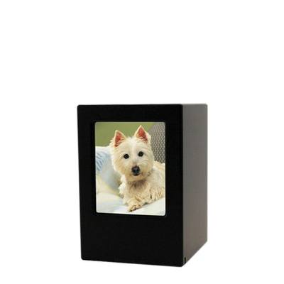 Black Pet Keepsake Photo Wood Urn