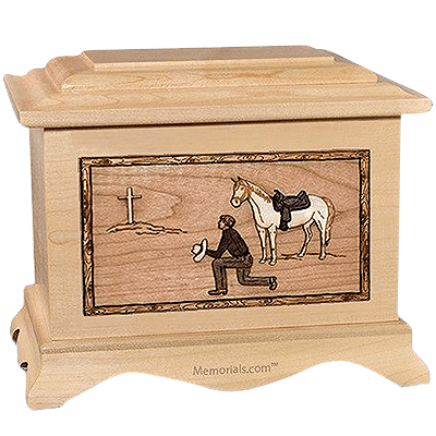 Cowboy Maple Cremation Urn for Two