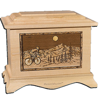 Cycling Maple Cremation Urn for Two