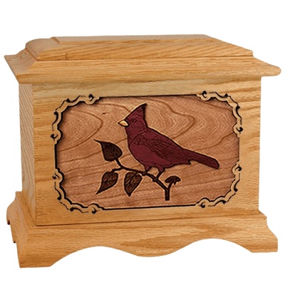 Cardinal Oak Cremation Urn