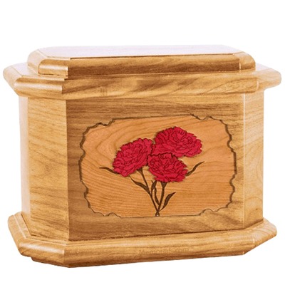 Carnation Oak Octagon Cremation Urn