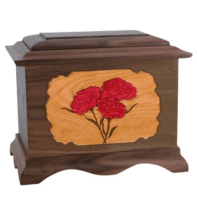 Carnation Wood Cremation Urns