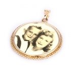 Charm Yellow Gold Etched Pendant
