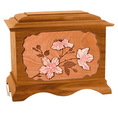 Cherry Blossom Mahogany Cremation Urn