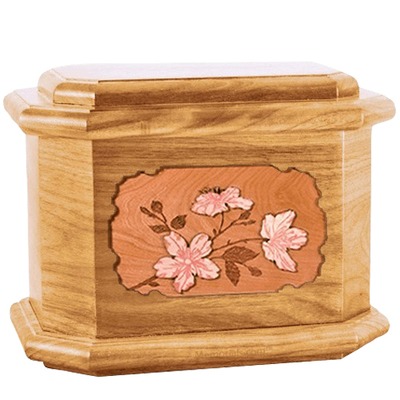 Cherry Blossom Oak Octagon Cremation Urn