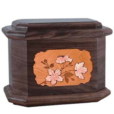 Cherry Blossom Walnut Octagon Cremation Urn