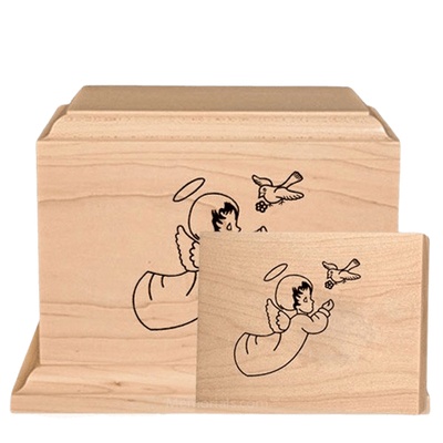 Cherub Children Wood Cremation Urns