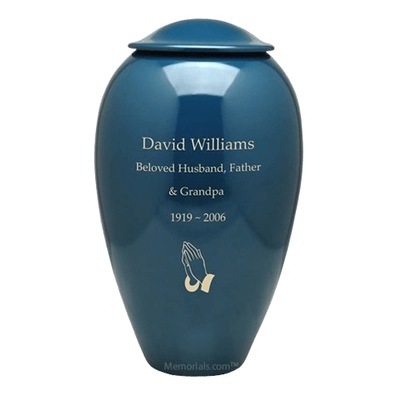Classic Blue Metal Cremation Urn