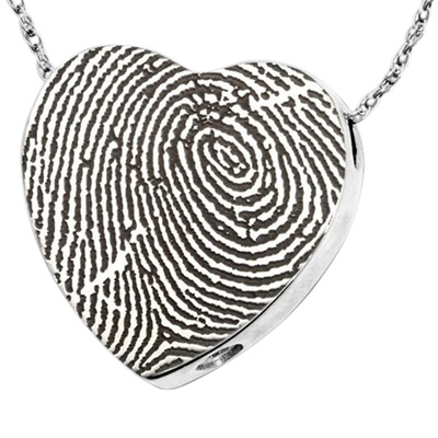 Classic Heart Sterling Cremation Print Keepsake