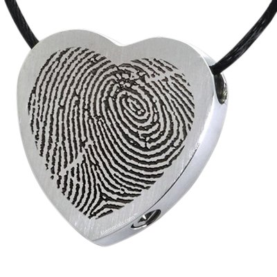 Classic Heart Stainless Cremation Print Keepsake