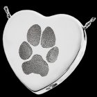 Classic Heart Paw 14k White Gold Print Cremation Keepsake