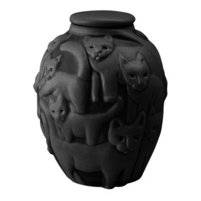 Clever Cat Black Cremation Urn