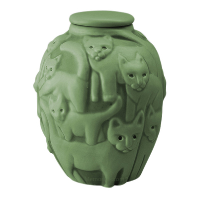 Clever Cat Pippin Green Cremation Urn