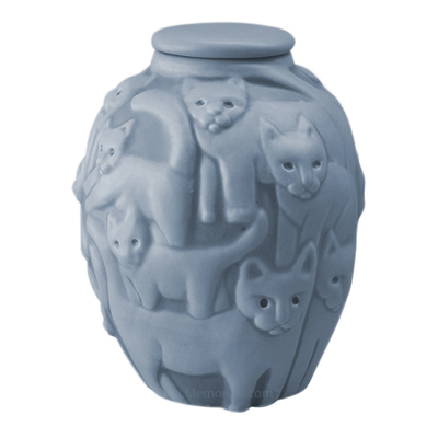 Clever Cat Sky Blue Cremation Urn