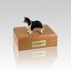 Collie Black White & Red Small Dog Urn