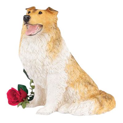 Tan Collie Cremation Urn