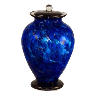 Coral Blues Glass Cremation Urn
