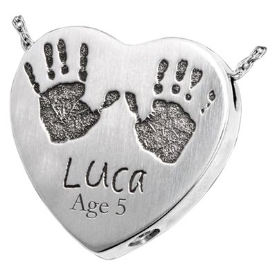 Corazon 14k White Gold Cremation Print Keepsake