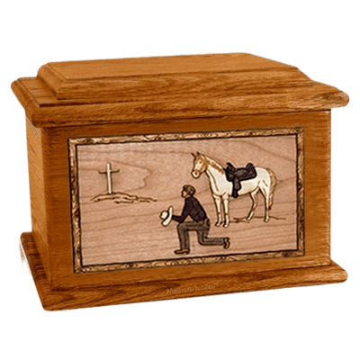 Cowboy Mahogany Memory Chest Cremation Urn