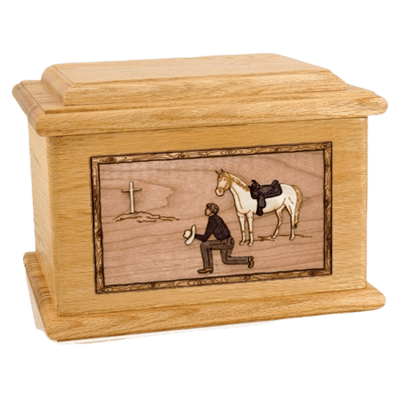 Cowboy Oak Memory Chest Cremation Urn