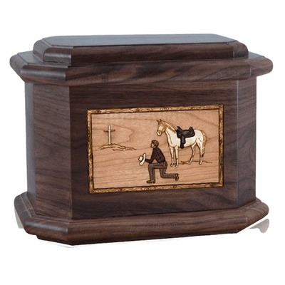 Cowboy Walnut Octagon Cremation Urn