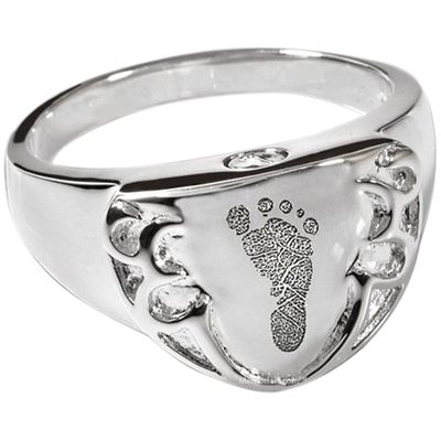 Crest Sterling Cremation Print Ring