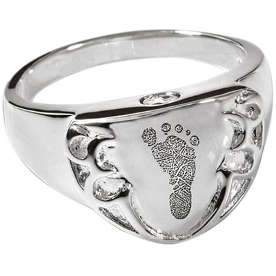 Crest 14k White Gold Cremation Print Ring